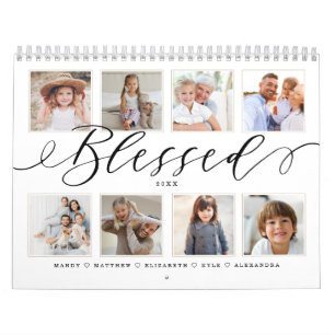 Gezegeld Modern Manuscript Familiefoto's Kalender