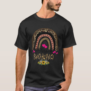 Gezegelde nonna Leopard Heart Rainbow Moederdag F T-shirt