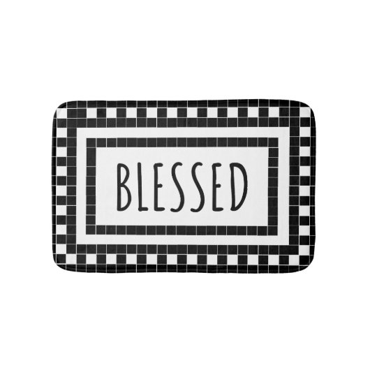 Gezegelde Rae Dunn geïnspireerd op zwart en wit Badmat (Voorkant)