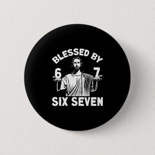 Gezegend 6 Nummer 67 Zes Zeven Meme  Ronde Button 5,7 Cm