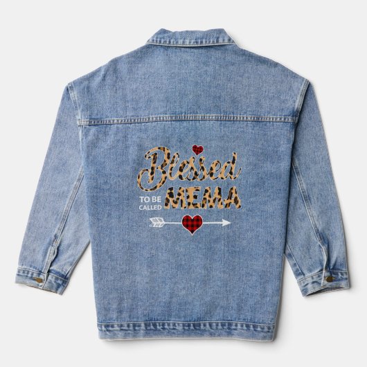 Gezegend als Mema Leopard Red Pset moeder Denim Jacket (Achterkant)