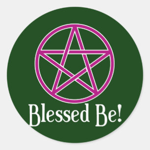 Gezegend BE Pentagram Ronde Sticker