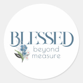 Gezegend Beyond Measure Blauwe Abstracte Bloemen Ronde Sticker