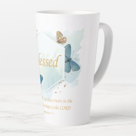 Gezegend - Christelijke geloofsovertuiging voor vr Latte Mok (Rechterhoek)