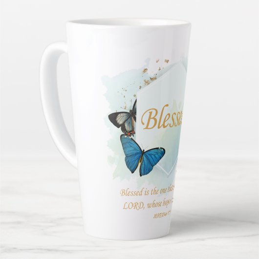 Gezegend - Christelijke geloofsovertuiging voor vr Latte Mok (Linkerhoek)