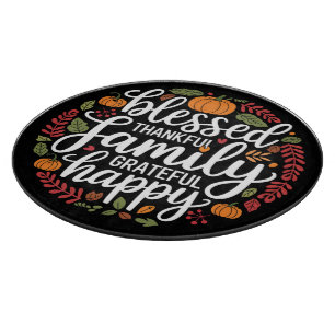 Gezegend Dankbaar Familie Thanksgiving Diner Snijplank