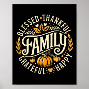 Gezegend Dankbaar Gelukkige Familie voor Thanksgiv Poster