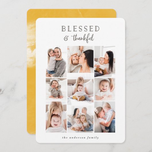 Gezegend & dankbaar multi foto vakantie kaart (Voorkant / Achterkant)