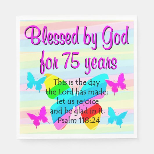 GEZEGEND DOOR GOD 75E VERJAARDAG FEEST SERVETTEN (Voorkant)