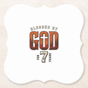 Gezegend door God 7 Jaar Vintage Christelijk T-shi Kartonnen Onderzetters