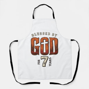 Gezegend door God 7 Jaar Vintage Christelijk T-shi Schort