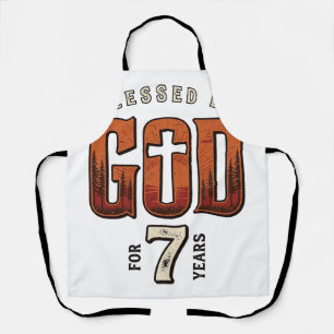 Gezegend door God 7 Jaar Vintage Christelijk T-shi Schort