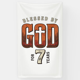 Gezegend door God 7 Jaar Vintage Christelijk T-shi Spandoek