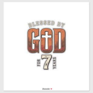 Gezegend door God 7 Jaar Vintage Christelijk T-shi Sticker