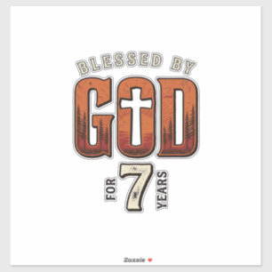 Gezegend door God 7 Jaar Vintage Christelijk T-shi Sticker