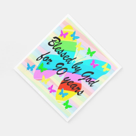 GEZEGEND DOOR GOD 90E VERJAARDAG PAPIEREN SERVETTE SERVET (Hoek)