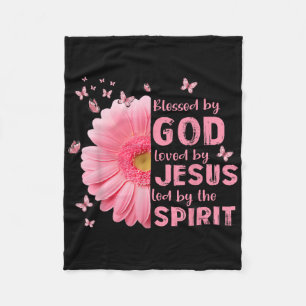 Gezegend door God geliefd door Jezus Bloem Christe Fleece Deken