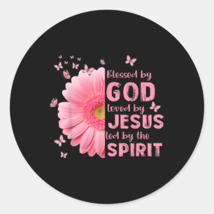 Gezegend door God geliefd door Jezus Bloem Christe Ronde Sticker