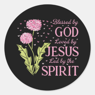 Gezegend door God Geliefd door Jezus Geleide door  Ronde Sticker