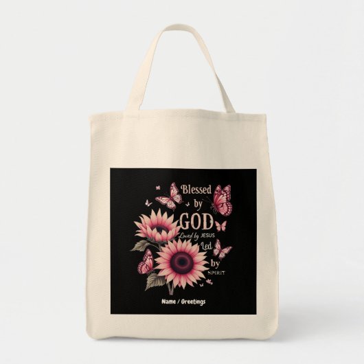 Gezegend door God Geliefd door Jezus Roze Zonneblo Tote Bag (Voorkant)