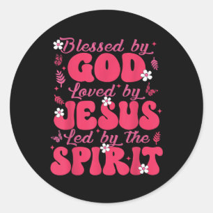 Gezegend door God Geliefd door Jezus vlinderbloemi Ronde Sticker
