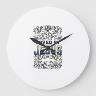 Gezegend Door God Jezus Heilige Geest Vintage T-sh Grote Klok