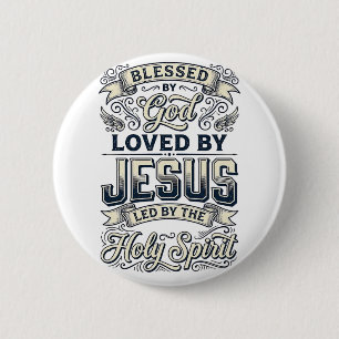 Gezegend Door God Jezus Heilige Geest Vintage T-sh Ronde Button 5,7 Cm
