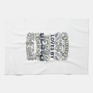 Gezegend Door God Jezus Heilige Geest Vintage T-sh Theedoek