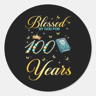 Gezegend door God voor 100 jaar oud 100ste verjaar Ronde Sticker