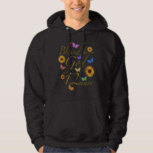 Gezegend door God voor 12 jaar vlinder zonnebloem  Hoodie