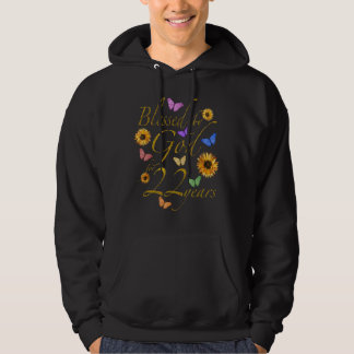 Gezegend door God voor 22 jaar vlinder zonnebloem  Hoodie