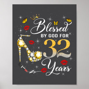 Gezegend door God voor 32-jarige vrouwen 32e verja Poster