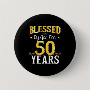 Gezegend door God voor 50 jaar 50ste verjaardag ma Ronde Button 5,7 Cm