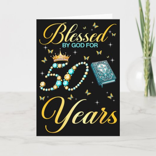 Gezegend door God voor 50 jaar oud Christelijk 50s Kaart (Voorkant)