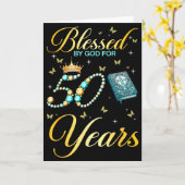 Gezegend door God voor 50 jaar oud Christelijk 50s Kaart (Gele Bloem)