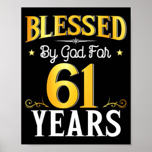 Gezegend door God voor 61 jaar 61e verjaardag Mann Poster
