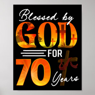 Gezegend door God voor 70 jaar oud cadeau 70ste ve Poster