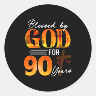 Gezegend door God voor 90 jaar oud cadeau 90ste ve Ronde Sticker