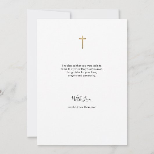 Gezegend Eerste Heilige Communie Foto Dank u Bedankkaart (Achterkant)