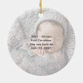 Gezegend | Elegant Script Overlay-out met kerstmis Keramisch Ornament (Achterkant)