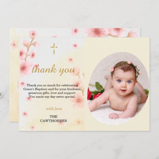 "Gezegend en gedoopt: een dag om te gedenken" Bedankkaart (Voorkant / Achterkant)