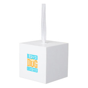 Gezegend en hondenverslaafd vintage ontwerp voor h kubus ornament