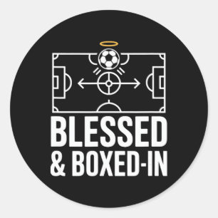 Gezegend en ingesloten voetbal tactiek ronde sticker