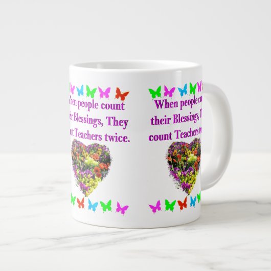 GEZEGEND EN INSPIREREND LERARENONTWERP EXTRA GROTE BEKER (Voorkant rechts)