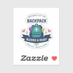 Gezegend & Gereed Rugzak Zegen Sticker voor Studen