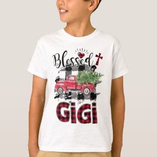Gezegend Gigi Rood-geruite Kerstmis T-shirt