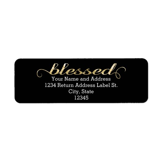 Gezegend, goudfolie-look Inspirerend dankbaar Etiket (Voorkant)