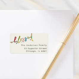 Gezegend handgeschilderd kerstadreslabel etiket