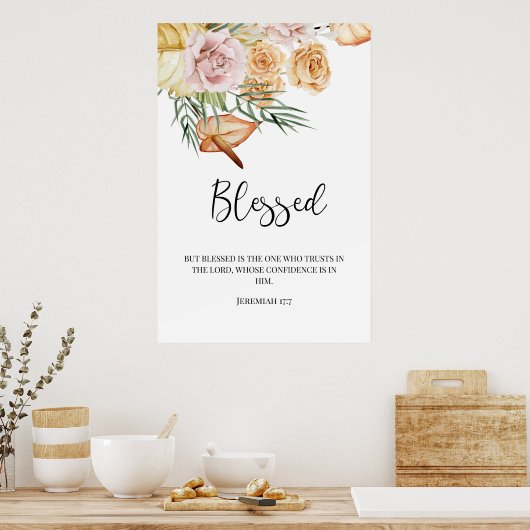 Gezegend Happy Thanksgiving Poster (Keuken)