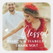 Gezegend Hart Foto Bruiloft Bruidsgunst Sticker (Voorkant)